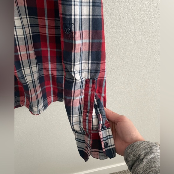 Men’s Levi’s Button Down Long Sleeve Plaid Red, White & Blue Shirt, Size Medium - Picture 5 of 9